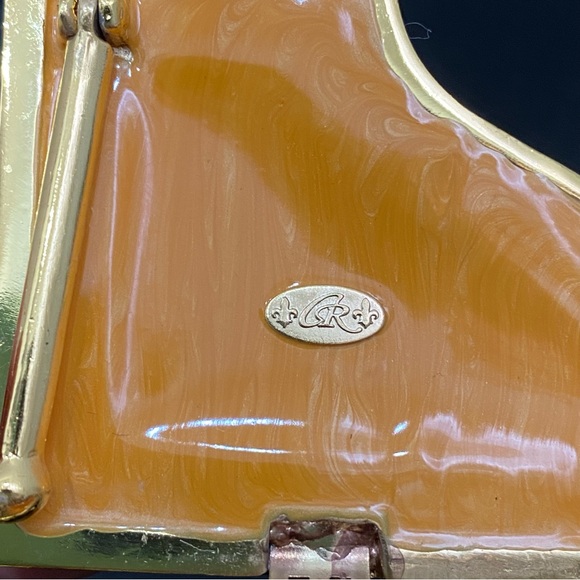 ⚜️CR⚜️Marked Black Grand Piano Enameled Trinket Box - Picture 14 of 15